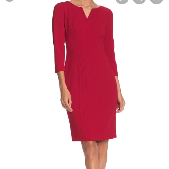 Calvin Klein V-Neck Seamed Dress - Picture 3 of 10